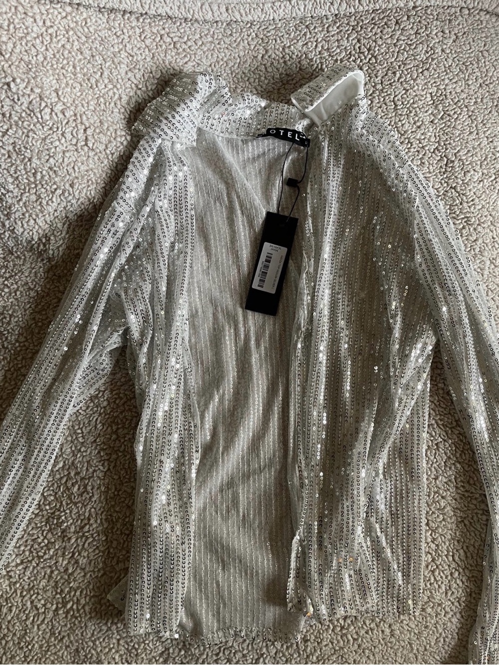 Motel Rocks Gedza sequin silver top - Picture 2 of 3